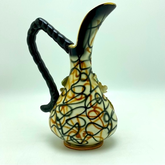 Rare Vintage H. Bequet Capodimonte Pitcher Vase Quaregnon Belgium Porcelain - Picture 8 of 8